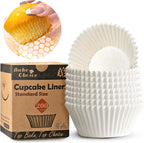Bake Choice 200pcs Standard White Cupcake Liners for Baking, Upgraded Natural Muffin Liners, Balance Non-Stick & Non-Slip, Greaseproof Parchment Paper, Cupcake Wrapper for Party, Wedding, Christmas