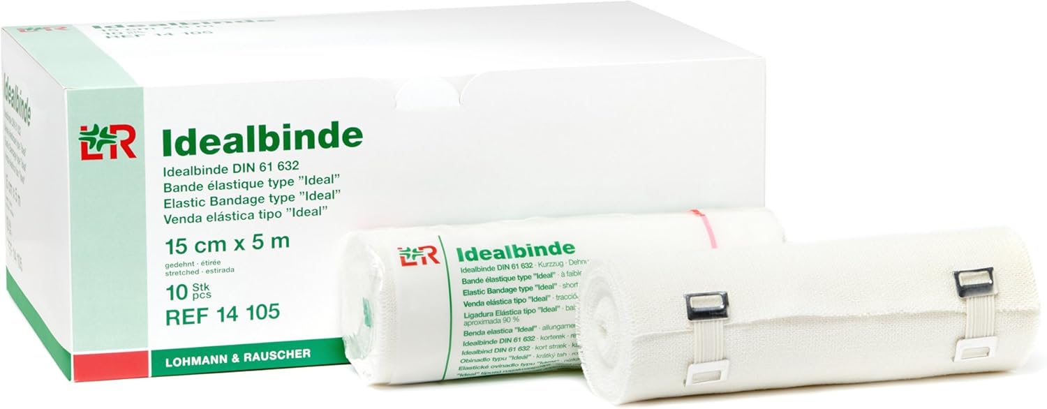 Lohmann & Rauscher 58410 Idealbinde Short Stretch Elastic Bandage, 8" Wide x 5.5 Yard Long Roll, Packaging May Vary