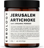 Erbology Organic Jerusalem Artichoke Powder 3.2 oz - 45 Servings - Sunchoke - 50% Prebiotic Inulin Fiber - Supports Gut Health and Promotes Diverse Microbiome - Feed Good Bacteria - Gluten-Free