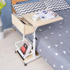Side Table, Movable Laptop Table, Height Adjustable Overbed Table Computer Work Station with Wheels and Storage Rack, Overbed and Chair Table Portable Desk for Working Dining Studying