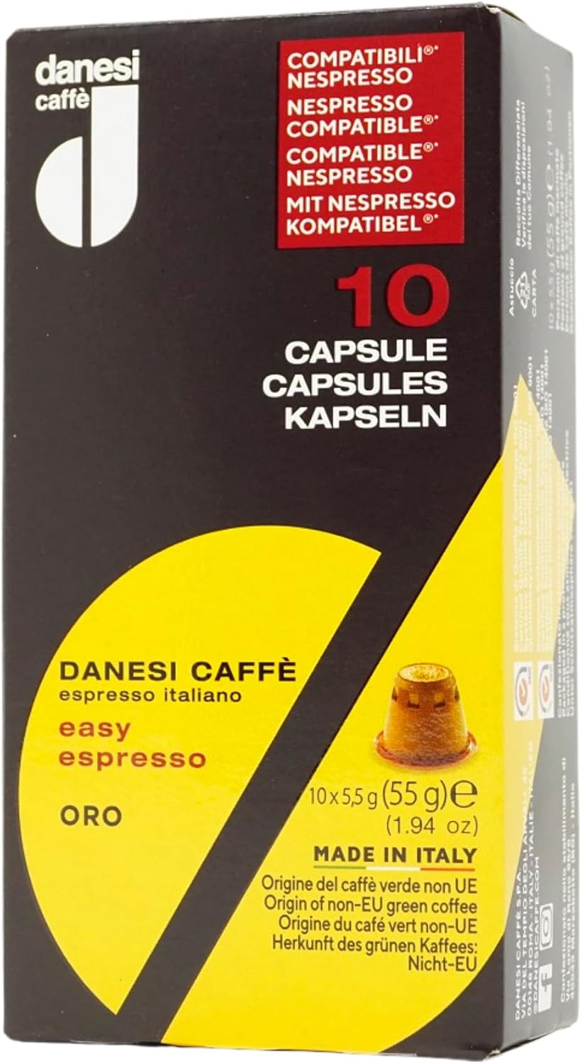 Danesi Caffe Italian Coffee Capsules - Medium Roast Espresso Coffee Pods for Home & Office Use - Premium Italian Oro Blend, 50-Count Pack