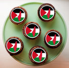 Palestine Flag Edible Cupcake Toppers, 2 Inch Round, Pre-cut Icing Paper, 12 Pack