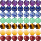 7 Chakra Natural Stone Beads Mixed 100pcs 8mm Round Genuine Real Stone Beading Loose Gemstone Amethyse Color DIY Smooth Beads for Bracelet Necklace Earrings Jewelry Making