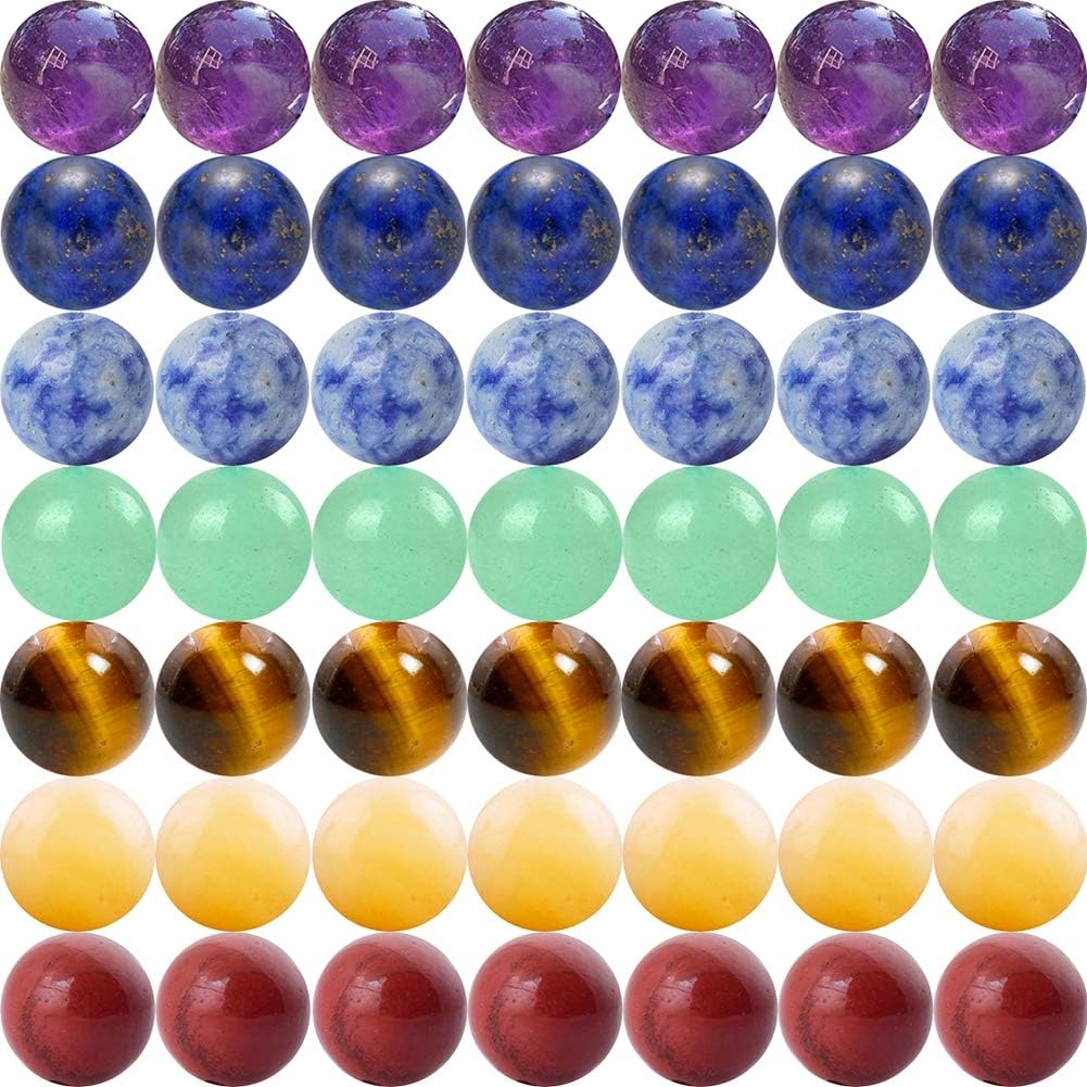 7 Chakra Natural Stone Beads Mixed 100pcs 8mm Round Genuine Real Stone Beading Loose Gemstone Amethyse Color DIY Smooth Beads for Bracelet Necklace Earrings Jewelry Making