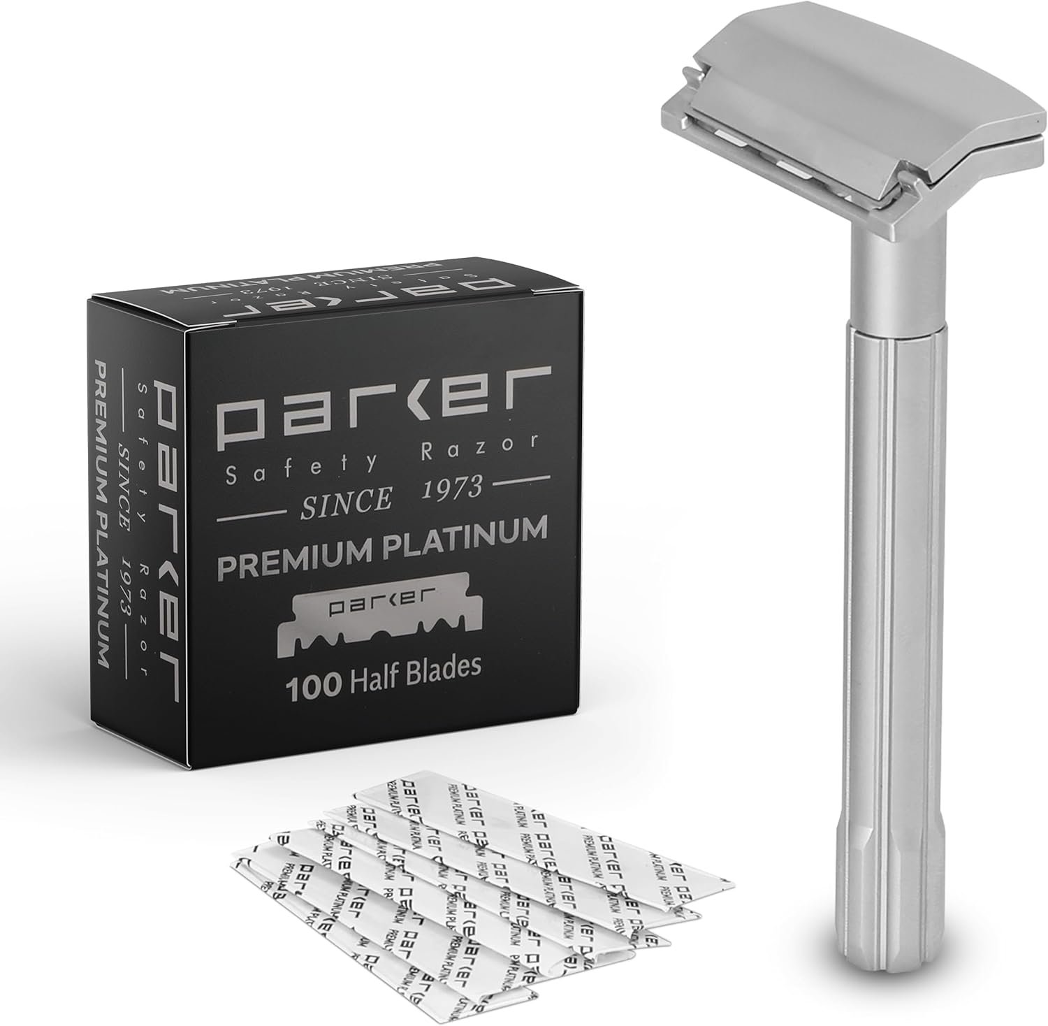 Parker Safety Razor, The SOLOEDGE – Single Edge Razor with Magnetic Head & 100 Platinum SE Blades – Precision Shaving, Reusable & Plastic-Free Razor for Men & Women