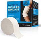 Latex-Free Elasticated Tubular Support Bandage with Stockinette Fabric, Breathable Tubular Compression Sleeve for Joint & Tissue Support on Arms, Knees, Legs (3" x 5.5 Yards) Size D