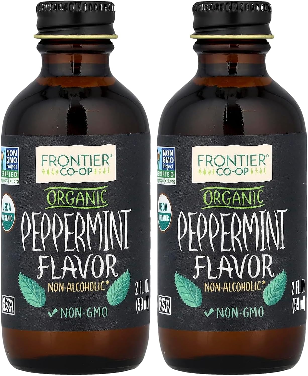 Frontier Peppermint Flavor Certified Organic, 2 Ounce Bottle (Pack of 2)