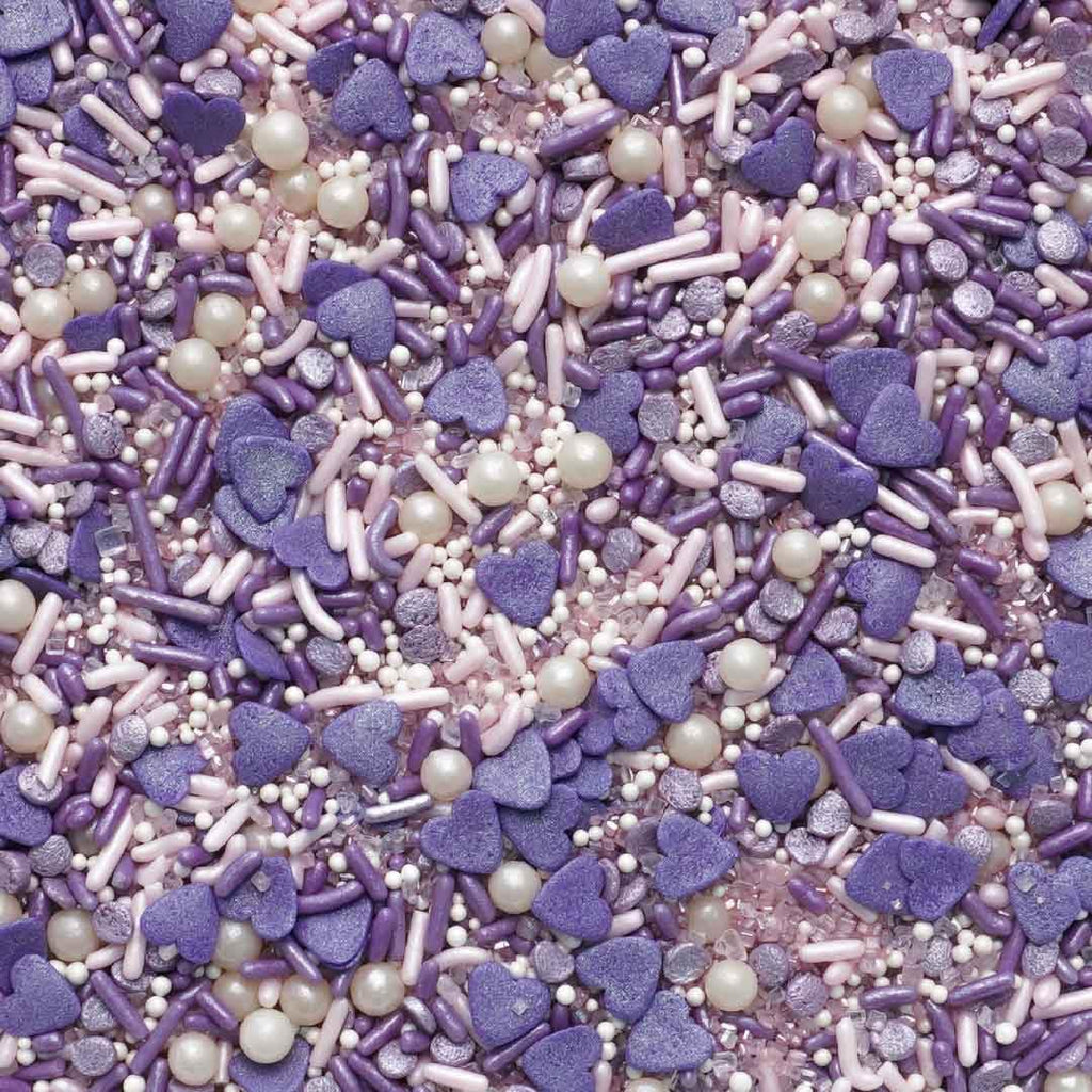 Oasis Supply Purple Love Sprinkles – Edible Sugar Shapes for Valentine’s Day – Lavender & White Heart Cake, Cupcake & Cookie Decorations – Sweet Party Baking Toppings for Desserts