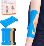 IEADEN Precut Kinesiology Tape for Elbow, 10 Pcs - Elbow Support & Stability, Elbow Pain Relief Athletic Tape - Waterproof & Elastic, Breathable Hypoallergenic Latex-Free Tape, Blue