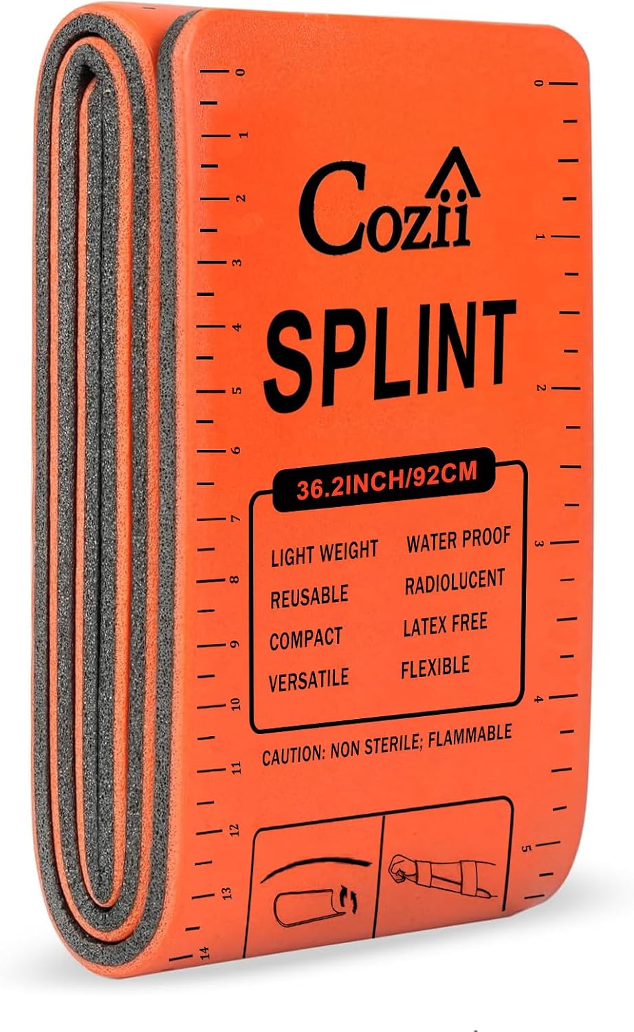 Cozii First Aid Splint, 36" X 4.3" Universal Aluminum Splints Kit, Waterproof First Aid Medical Tactical Field Splint for Arm Leg Broken Bones Fracture Treatment(1Pcs)