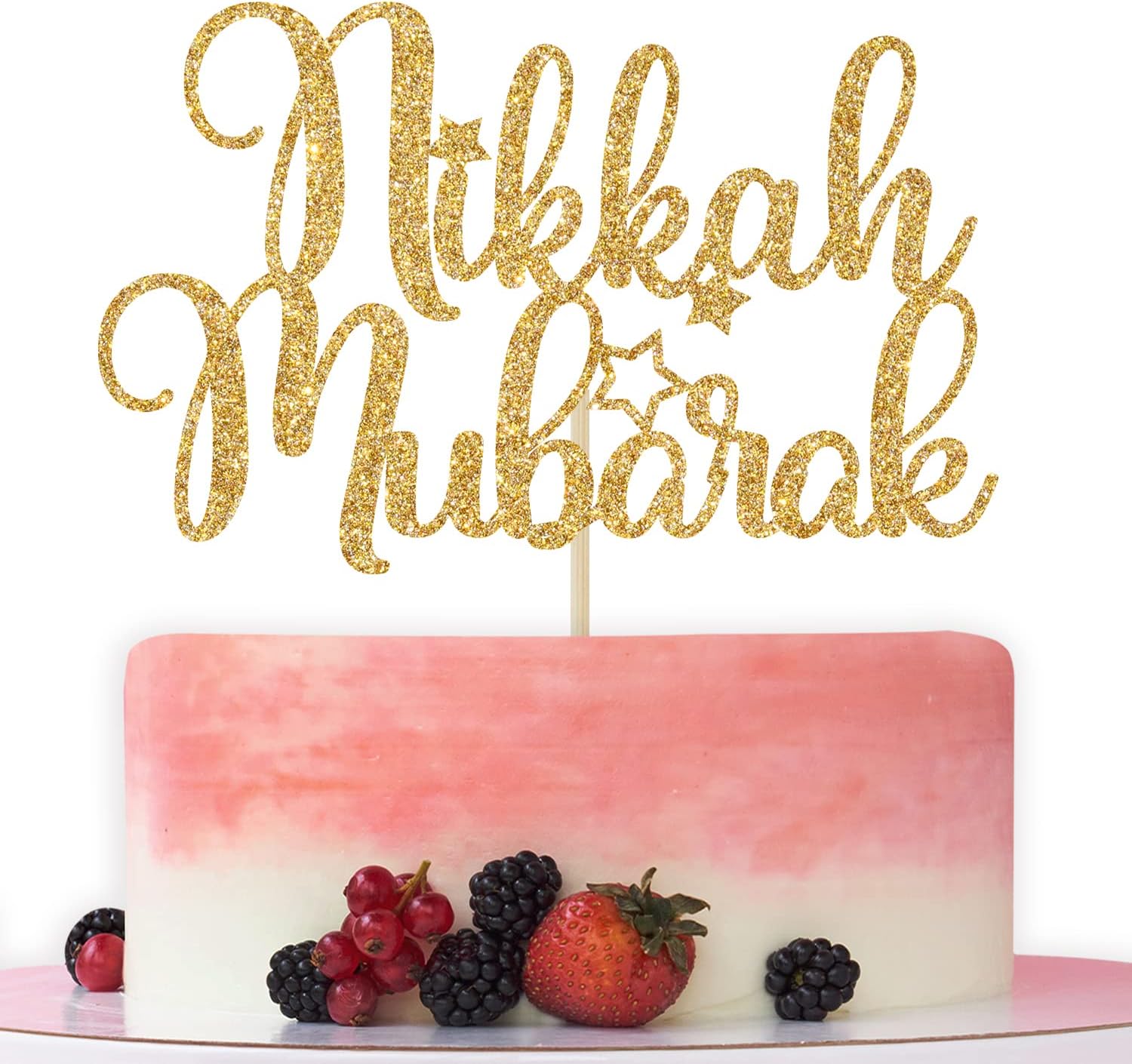 Gold Glitter Nikkah Mubarak Cake Topper, Mubarak Party Decorations, Islamic Wedding/Baptism/Birthday/Anniversary Party Decorations