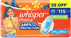 Whisper Choice Wings Regular - 20 Pads Upto 100% Stain Protection