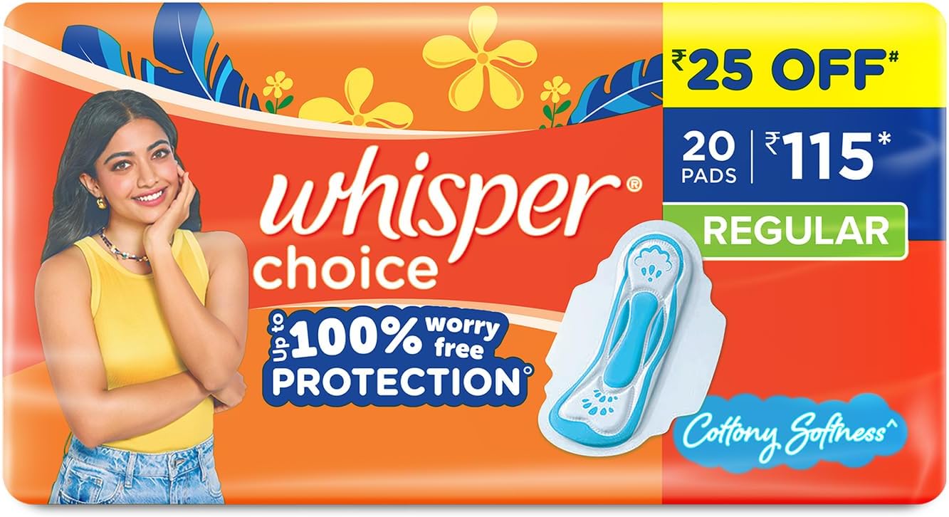 Whisper Choice Wings Regular - 20 Pads Upto 100% Stain Protection