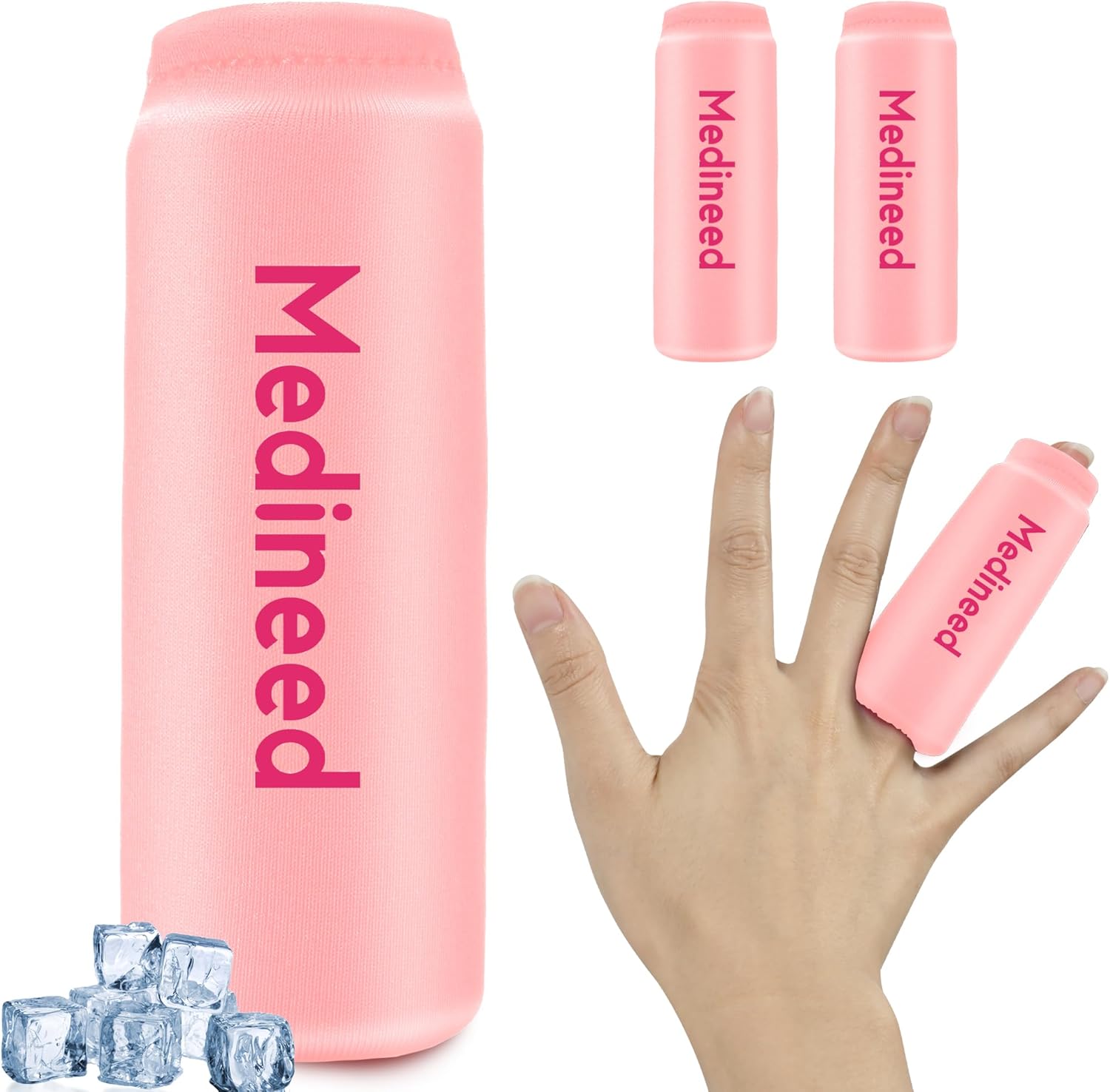 2PCS Finger Sleeves Gel Ice Pack, Lasting Cold Compress Freeze Sleeve, Reusable Finger Brace Ice Packs for Injuries, Arthritis, Tendonitis, Gout, Sprains, Middle Protectors (Pink)