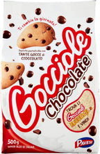 Pavesi: "Gocciole Chocolate" Biscuits with Chocolate drops , no palm oil - 17,6 Oz /500g , (Pack of 4)