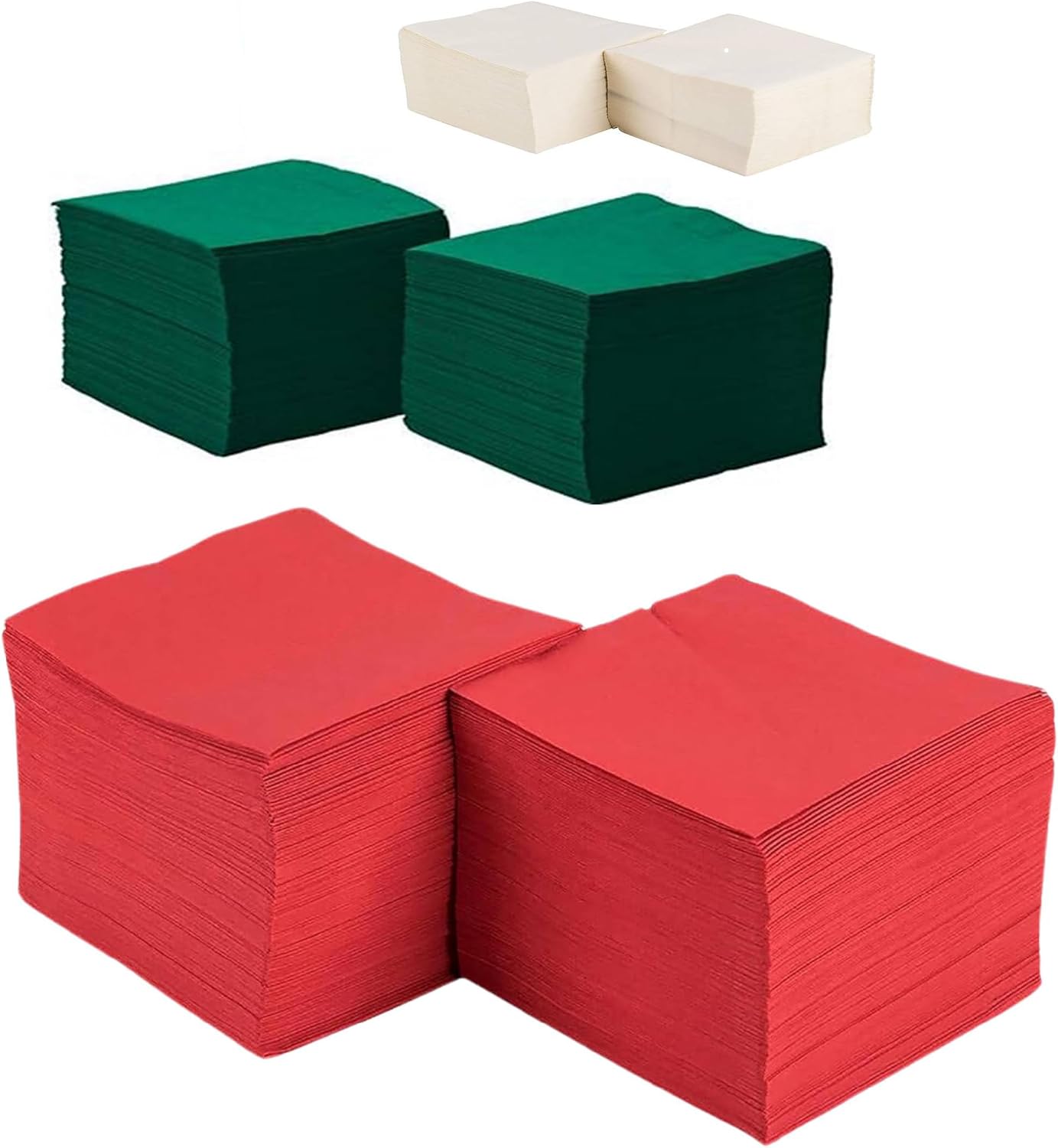 Perfect Stix 150 Pieces Christmas Cocktail Napkins Disposable. Paper Napkins 2 Ply for Christmas Holidays. 3 Solid Colors, Red, Green, White. Pack of 150 count. 50 Of Each Color.