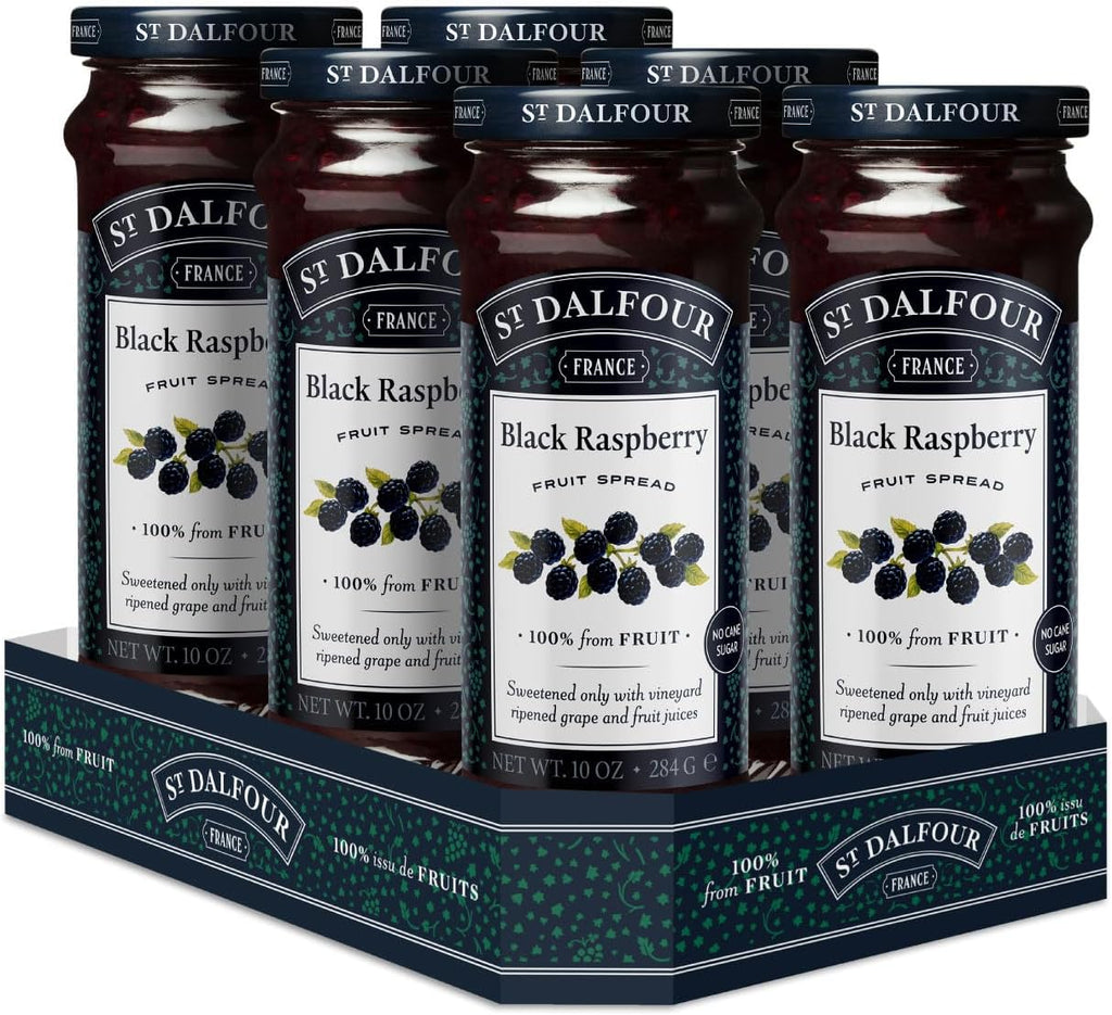 St. Dalfour Black Raspberry Fruit Spread - 10oz - 100% from Fruit, No Artificial Ingredients, Non-GMO, No Cane Sugars, All Natural - Pack of 6