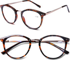AQWANO Blue Light Blocking Reading Glasses Women Men, Fashion Round Computer Readers Anti Eyestrain/UV/Glare