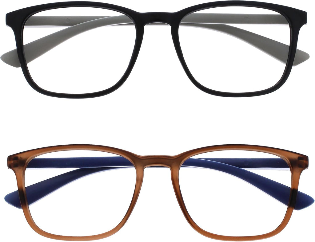 OPULIZE Max Reading Glasses - Classic Large Rectangular Frame - Men's Women's Unisex - Spring Hinges - R78