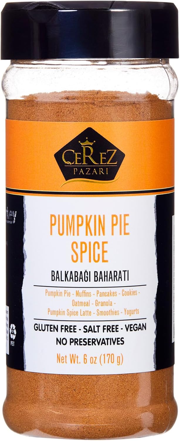 Cerez Pazari Pumpkin Pie Spice 6 oz – Fall Spice Blend with Cinnamon, Nutmeg, Ginger & Cloves – Non-GMO, No Additives – Perfect for Baking, Lattes, Oatmeal & Holiday Recipes