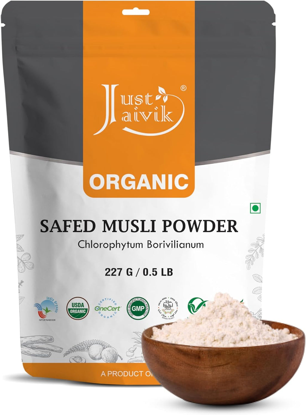 100% Organic Safed Musli Powder - Chlorphytum Borivillianum 227 GMS / 1/2 LB Pound / 08 Oz - Processed in FDA Registered Facility (A 100% Natural Health Supplement)