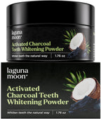 Lagunamoon Activated Charcoal Teeth Whitening Powder - 50g Natural Coconut Charcoal, Effective Teeth Stain Remover and Toothpaste Alternative - Safe for Gums Or Enamel