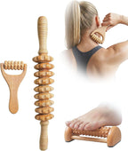 3Pcs Wooden Massage Tools, Massage Roller, Foot Roller for Plantar Fasciitis Relief, Roller for Muscles Deep Tissue Massage, Lymphatic Drainage Massager