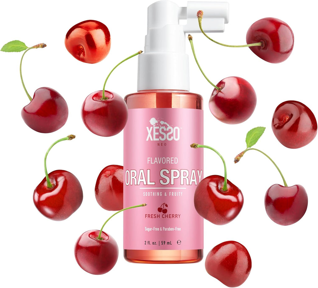 XESSO Flavored Oral Spray w/Fresh Cherry Scent 2 fl oz, Deep Throat Relaxing for Women and Men, Reduces Gag Reflex, Throat and Mouth Mist for Oral Pleasure, Made in USA, Package May Vary