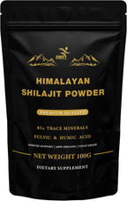 Shilajit Pure Himalayan Shilajit Powder - Gold Grade 100% Pure with Fulvic Acid & 85+ Trace Minerals Complex for Energy & Immune Support - 100g