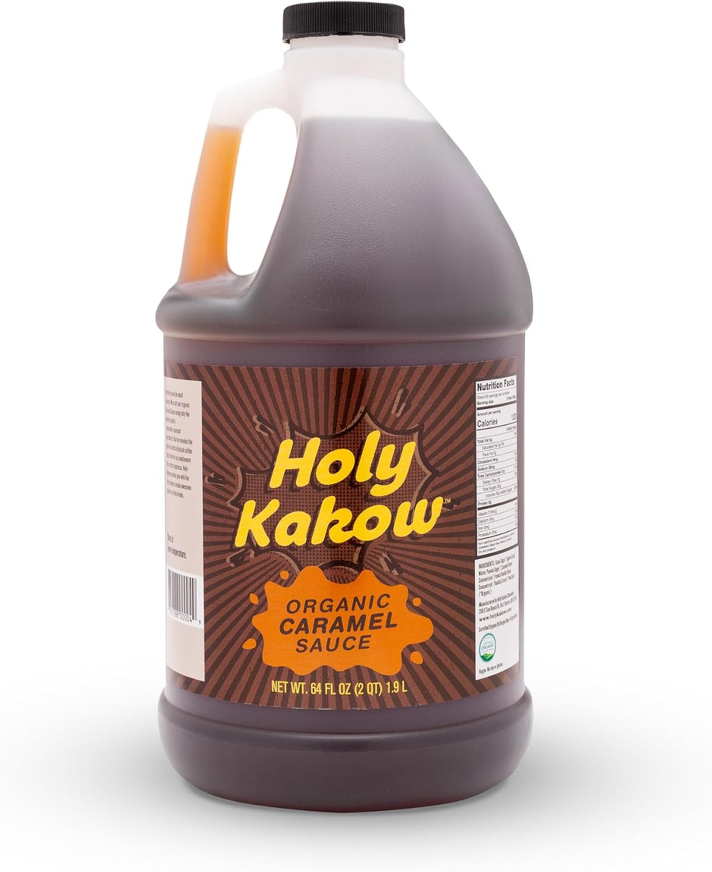 Holy Kakow Organic Caramel Sauce - Caramel Sauce for Coffee, Caramel Drizzle, Vegan Caramel Sauce, Keto Caramel Sauce for Ice Cream, Dairy-Free Caramel Sauce, Gluten-Free, Allergen-Free - 64 Oz