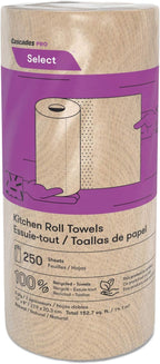 Cascades PRO Select Kitchen Roll Towels – Strong and Absorbent 2-Ply Paper Towels – Fits Standard Holders – 250 Sheets/Roll, 12 Rolls/Box – K251 – Natural Brown