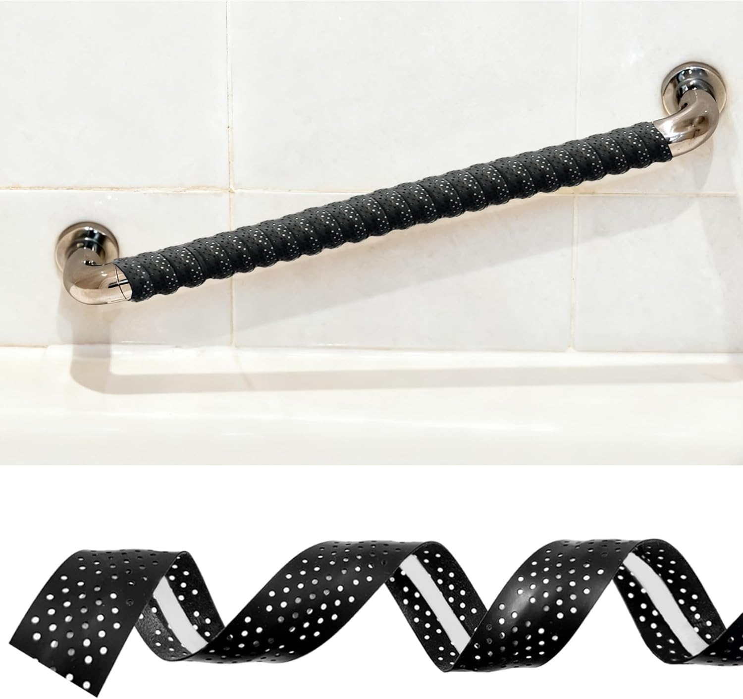 Grab Bars Non-Slip Tape for Bathtubs and Showers - Stainless Steel Bars Anti Slip Tape for Bathroom, Walls, Rail Handrail Covers for Seniors, Elderly, Handicap