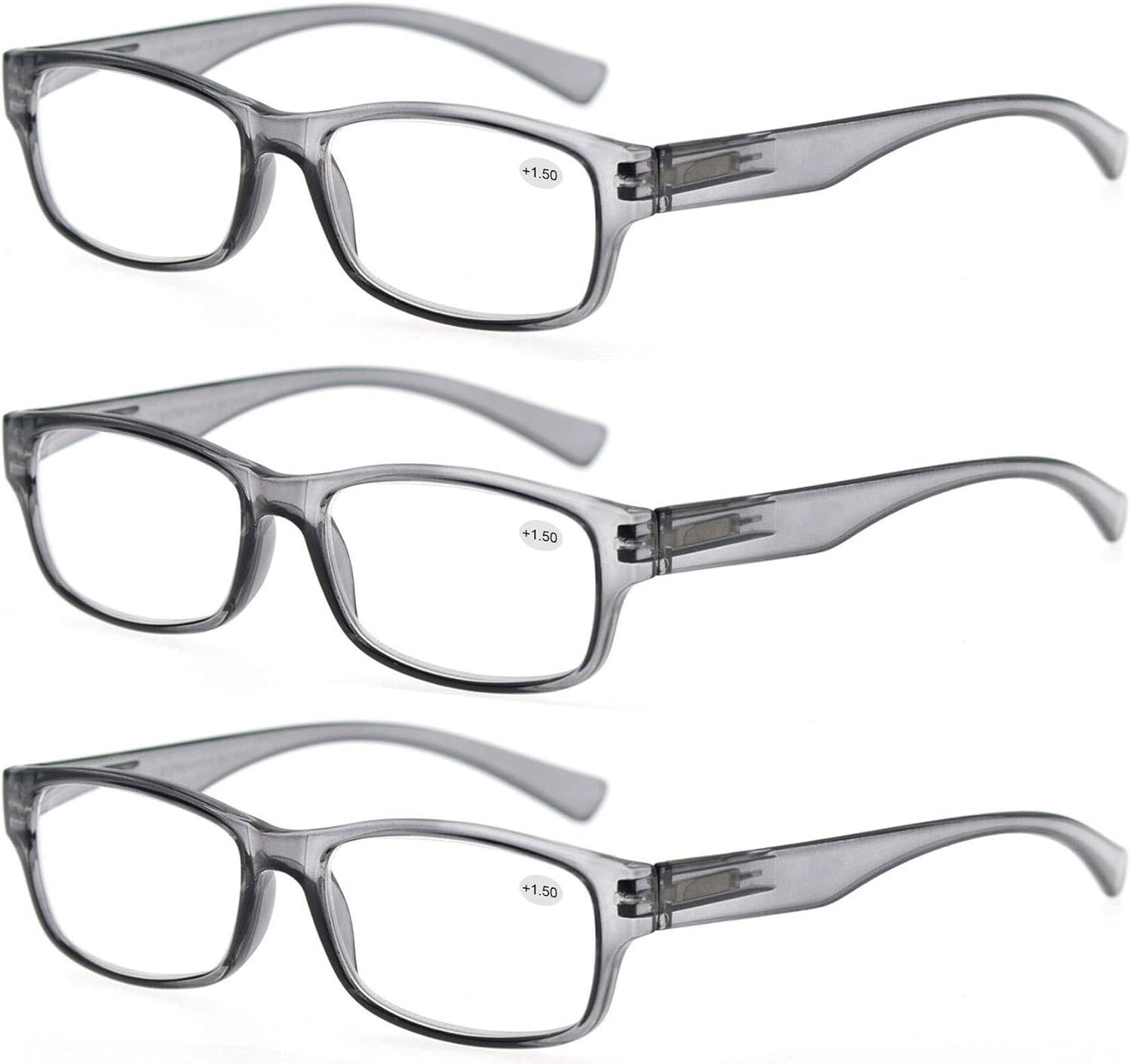 MODFANS Set of Reading Glasses for Men Women Readers with Comfortable Spring Hinge Stylish Look with Pouch