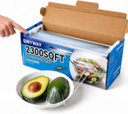 12" x 2300 SqFt Plastic Wrap with Slide Cutter, Commercial Size Cling Wrap for Kitchen, Extra-Long Roll with Built-in Roller, Heavy Duty Plastic Food Wrap for Home or Restaurant BPA Free