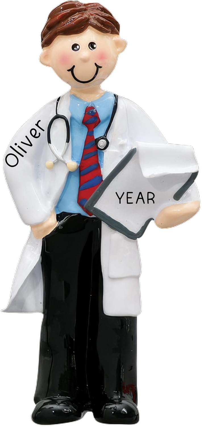 Personalized Doctor Ornament 2026 | 24h Customized, Laser Engraved Healthcare Christmas Ornaments for Tree | Custom Man Keepsake Gift for Medical Professionals