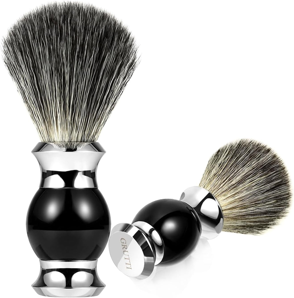 Men's Luxury Shaving Brush - GRUTTI Shave Brush for Wet Shave Using Shaving Cream & Soap，Professional, Fast - Lathering, No - Shedding, Synthetic Bristles - for Men Gift
