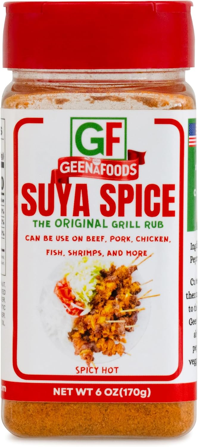 Geenafoods Suya pepper, African( Nigerian & Ghanaian)-Inspired Seasoning pepper Blend for Beef and Steak Grilling . HerbMix with a Unique Spicy Sweet Flavor for seasoning your Chicken , Meat, BBQ, Soups, Stews and More.