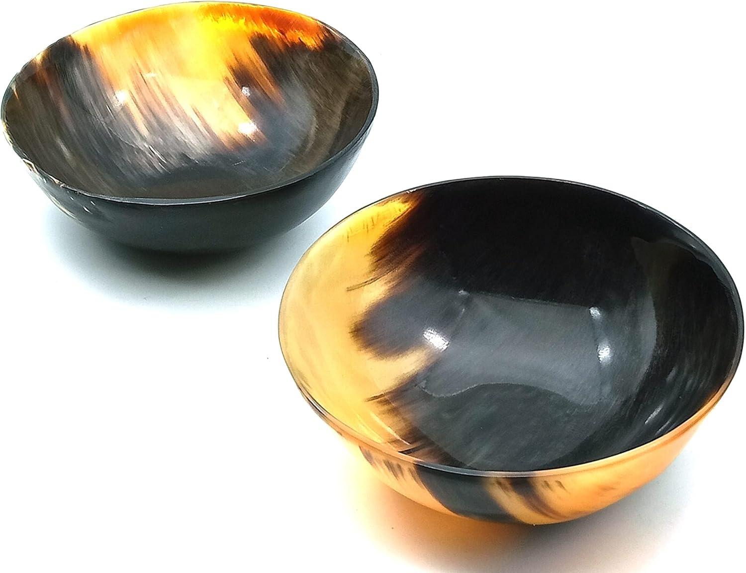 Set of 2Horn Bowl Viking Norse Medieval Reenactment| HORN BOWL | Hand Crafted for SERVING & SHAVING BOWLS gift for mother, father Husband christmas gift–(5" Diam. x 2" Deep) (2)
