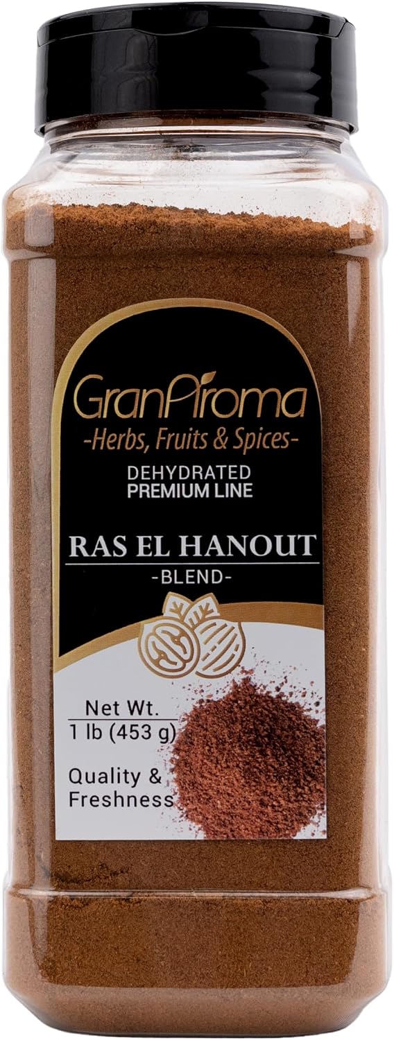 GranAroma Ras El Hanout Spice Blend, Flavorful Middle Eastern Seasoning for Tagines, Meats, and Vegetables (1 Pound)