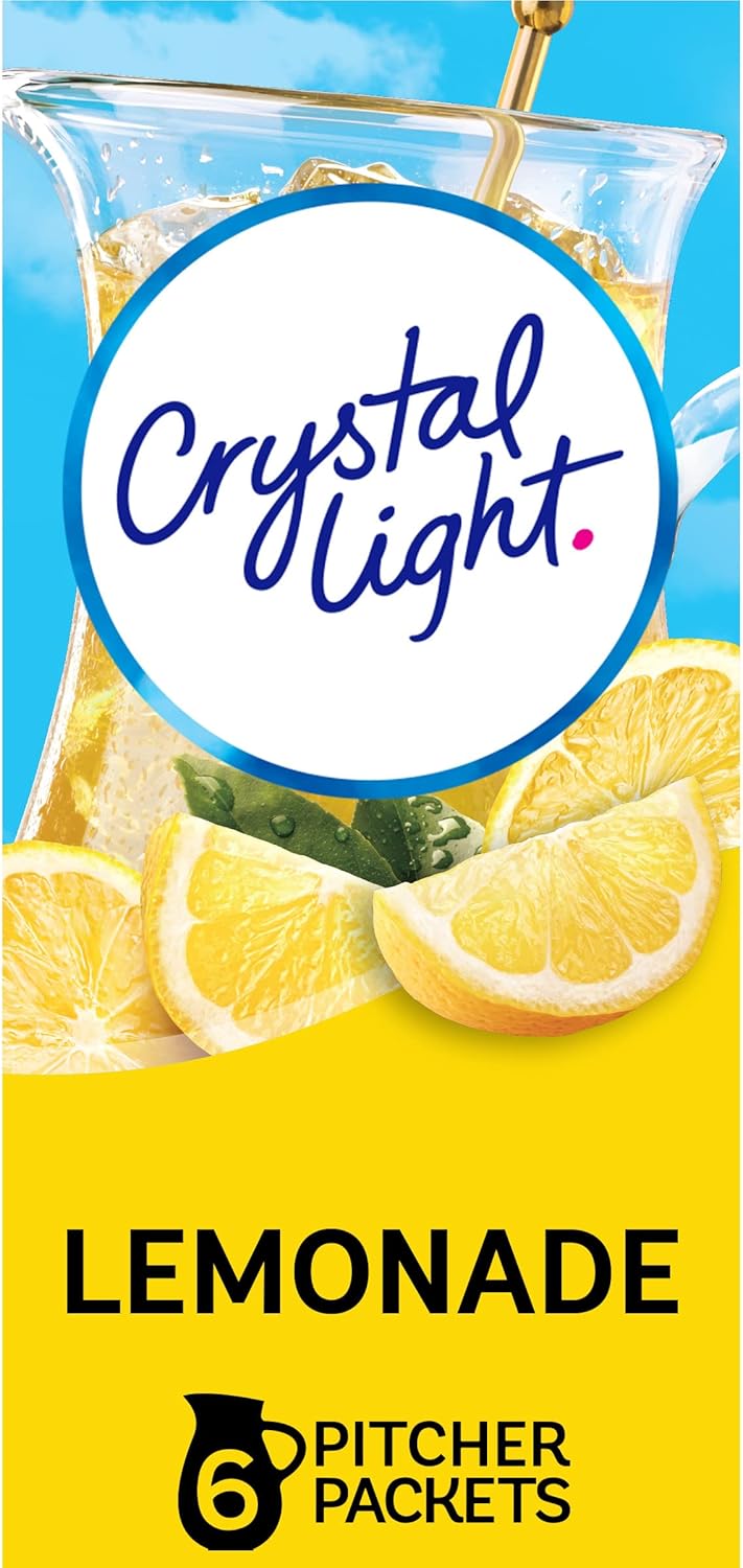 Crystal Light Lemonade Naturally Flavored with other natural flavor Powdered Drink Mix, 72 ct Pitcher Packets, 12 Canisters of 6 Pitcher Packets