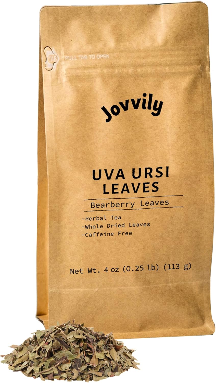 Jovvily Uva Ursi Leaves, Dried Whole Bearberry, Herbal Tea (4 Ounces)