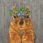 Paperproducts Design Winter Berry Squirrel 3-Ply Beverage Napkins, 5-Inch, Multicolor, Pack of 20