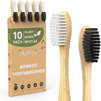 NUDUKO Bamboo Toothbrushes Travel Toothbrush 10 Pack - BPA Free Plant-Based Soft Bristle Toothbrush, Eco-Friendly, Natural Wooden Tooth Brush, Biodegradable Soft Toothbrushes for Adults