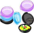 Patelai 6 Packs Small Pill Organizer Box, Travel Pill Container Portable Daily Mini Medicine Case Holder for Pocket Purse Briefcase Cod Liver Oil Jewelry Beads Earplug Storage Box(Black, Purple, Blue)