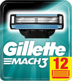 Gillette Mach3 Razor Blades, 12 Replacement Blades for Men's Wet Razors with Triple Blade