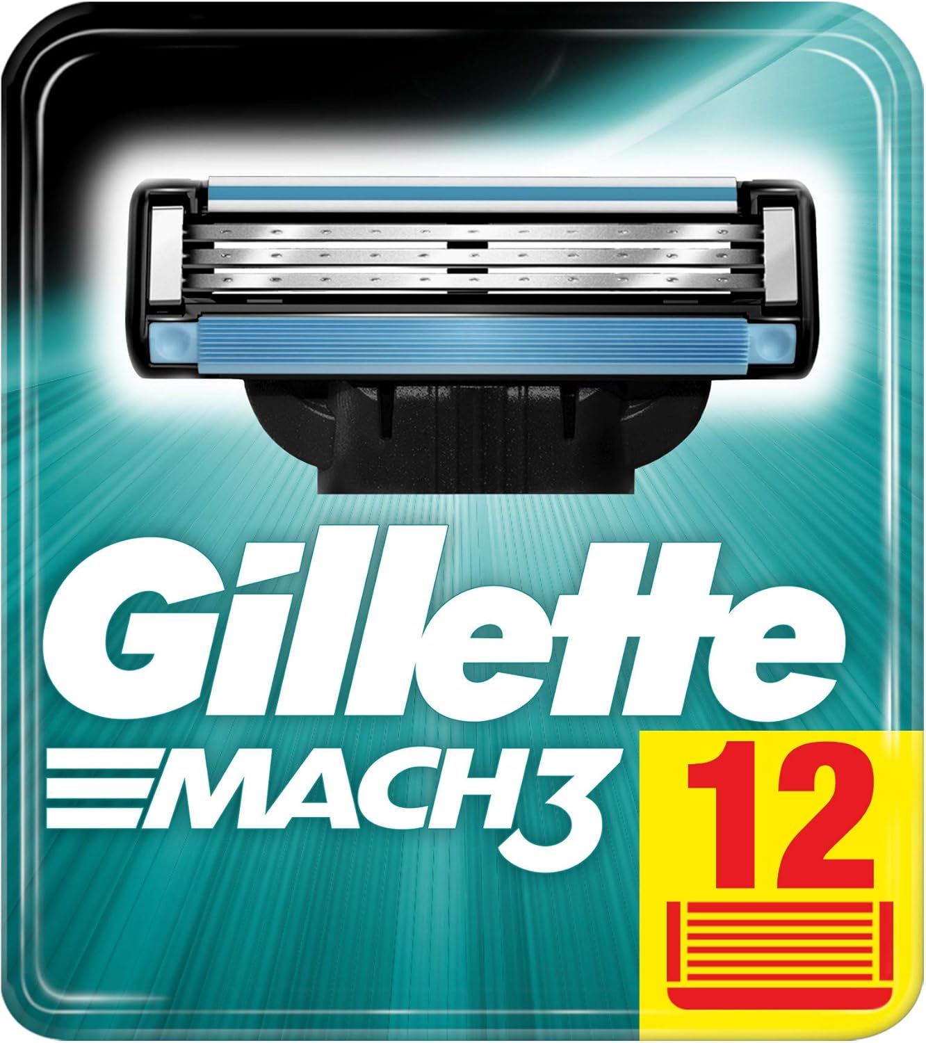 Gillette Mach3 Razor Blades, 12 Replacement Blades for Men's Wet Razors with Triple Blade