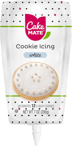 Cake Mate Cookie Icing, Fast-Drying Squeeze Pouch Icing for Decorating Sugar Cookies & Gingerbread, 7 oz., White