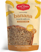 Miss Jones Baking Gluten Free Banana Bread & Muffin Mix - 50% Lower Sugar, Real Banana, Naturally Sweetened Desserts & Treats, 12.35 Ounce (Pack of 1)