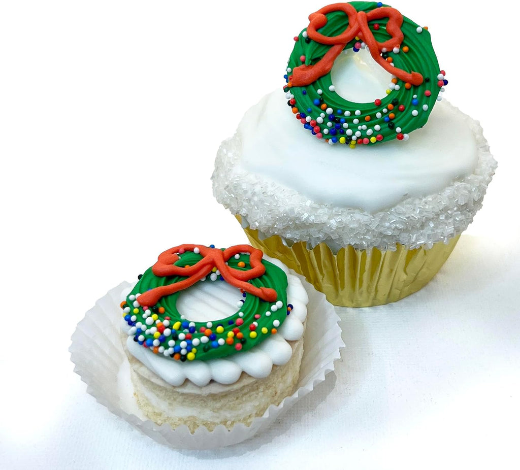 Christmas Wreath 12 pc Edible Royal Icing Cupcake Topper by BakersDozenToGo (Choose Style Below)