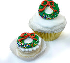 Christmas Wreath 12 pc Edible Royal Icing Cupcake Topper by BakersDozenToGo (Choose Style Below)